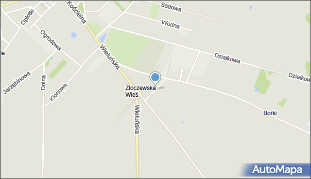 Złoczew, Porzeczkowa, mapa Złoczew