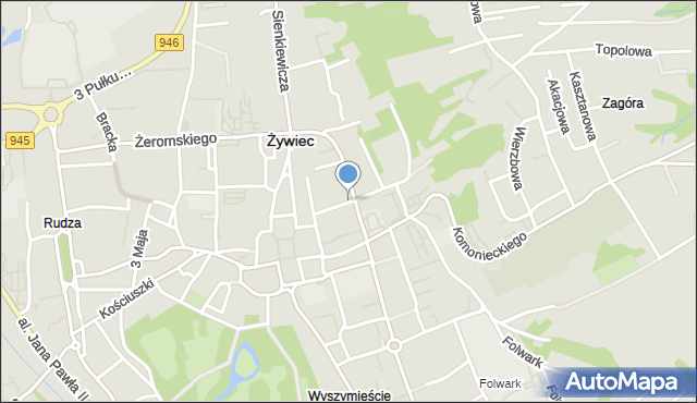 Żywiec, Poniatowskiego, mapa Żywiec