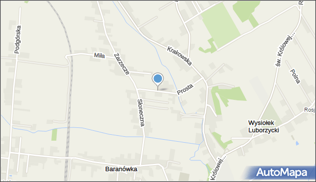 Baranówka gmina Kocmyrzów-Luborzyca, Prosta, mapa Baranówka gmina Kocmyrzów-Luborzyca