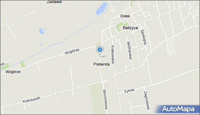 Bełżyce, Prebendarska, mapa Bełżyce