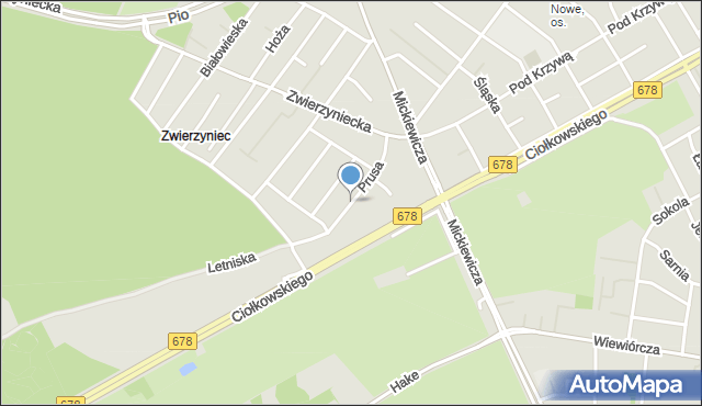 Białystok, Prusa Bolesława, mapa Białegostoku