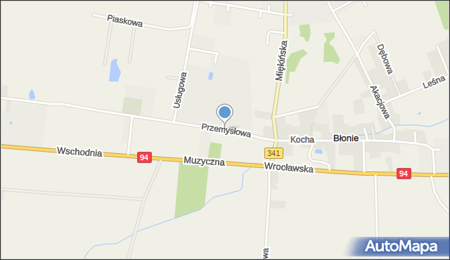 Błonie gmina Miękinia, Przemysłowa, mapa Błonie gmina Miękinia