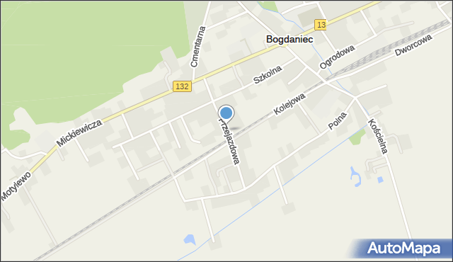 Bogdaniec powiat gorzowski, Przejazdowa, mapa Bogdaniec powiat gorzowski