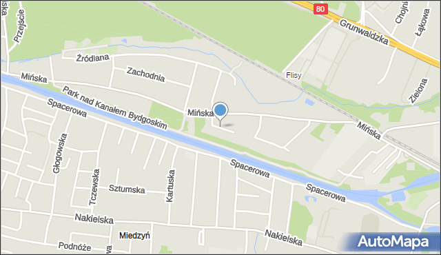 Bydgoszcz, Przy Parku, mapa Bydgoszczy