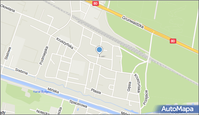 Bydgoszcz, Przepiórcza, mapa Bydgoszczy