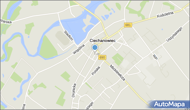 Ciechanowiec, Przechodnia, mapa Ciechanowiec