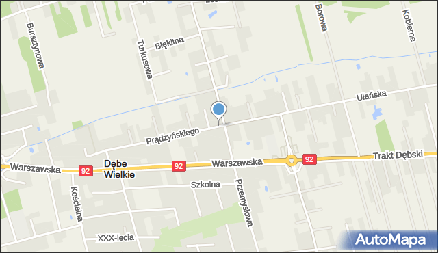 Dębe Wielkie, Prądzyńskiego Ignacego, gen., mapa Dębe Wielkie
