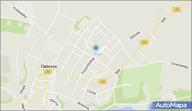 Debrzno, Przechodnia, mapa Debrzno