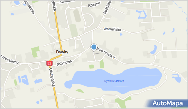 Dywity, Prosta, mapa Dywity