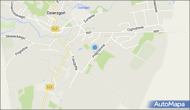 Dzierzgoń, Promienna, mapa Dzierzgoń