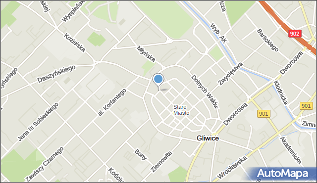 Gliwice, Przy Raciborskiej Bramie, mapa Gliwic