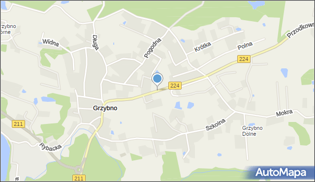 Grzybno gmina Kartuzy, Przodkowska, mapa Grzybno gmina Kartuzy