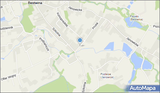 Janowice gmina Bestwina, Prusa Bolesława, mapa Janowice gmina Bestwina