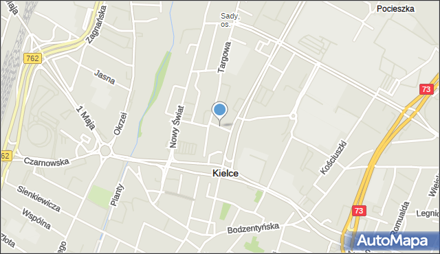 Kielce, Przecznica, mapa Kielc