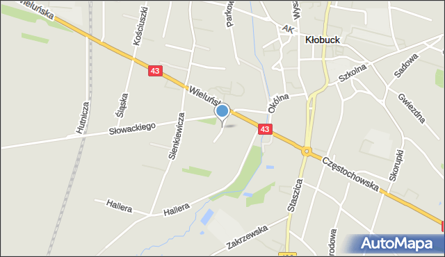 Kłobuck, Przemysłowa, mapa Kłobuck