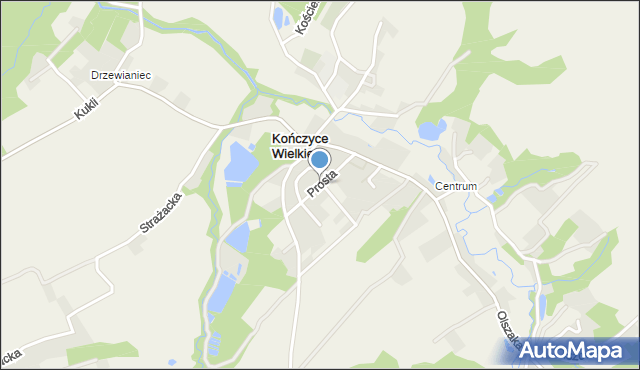 Kończyce Wielkie, Prosta, mapa Kończyce Wielkie