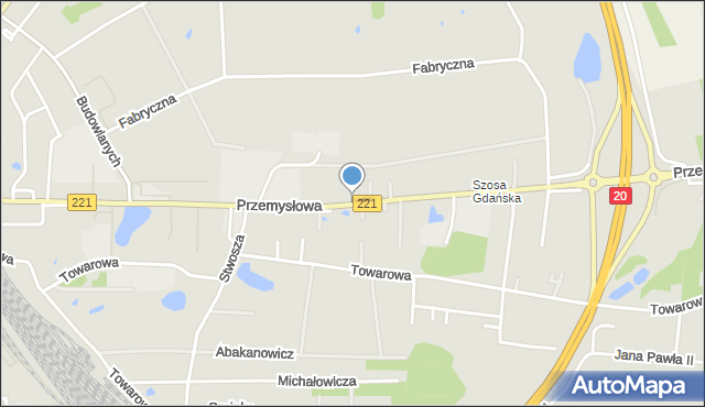 Kościerzyna, Przemysłowa, mapa Kościerzyna