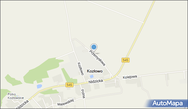 Kozłowo powiat nidzicki, Przemysłowa, mapa Kozłowo powiat nidzicki