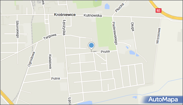 Krośniewice, Prusa Bolesława, mapa Krośniewice