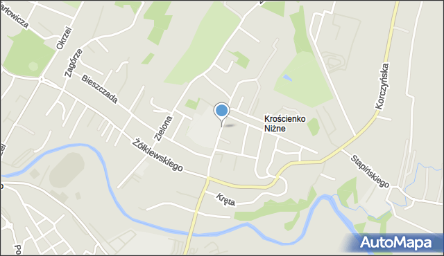 Krosno, Prochownia, mapa Krosna