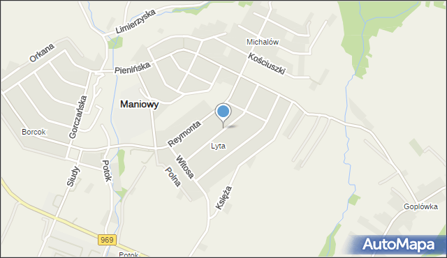 Maniowy, Prusa Bolesława, mapa Maniowy