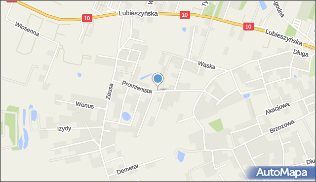 Mierzyn gmina Dobra (Szczecińska), Promienista, mapa Mierzyn gmina Dobra (Szczecińska)