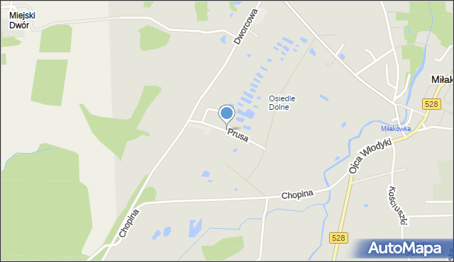 Miłakowo, Prusa Bolesława, mapa Miłakowo