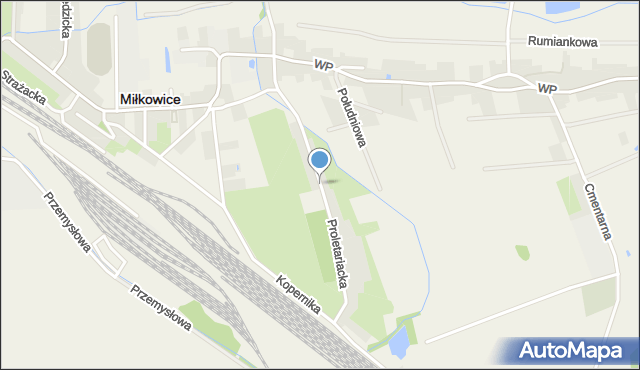 Miłkowice powiat legnicki, Proletariacka, mapa Miłkowice powiat legnicki