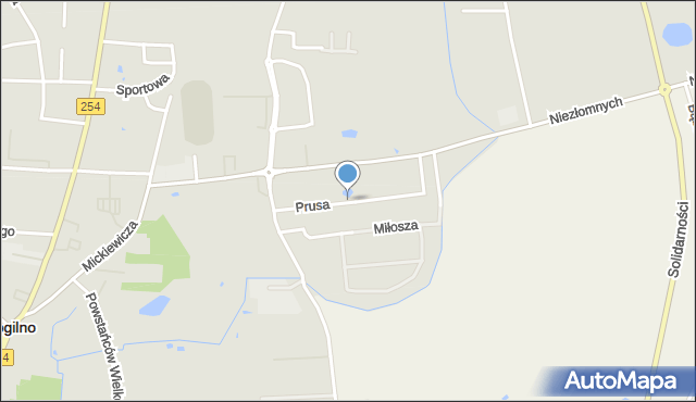 Mogilno, Prusa Bolesława, mapa Mogilno