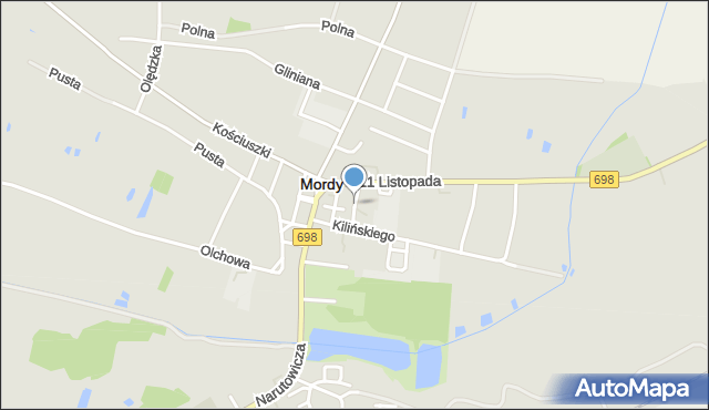 Mordy, Przechodnia, mapa Mordy