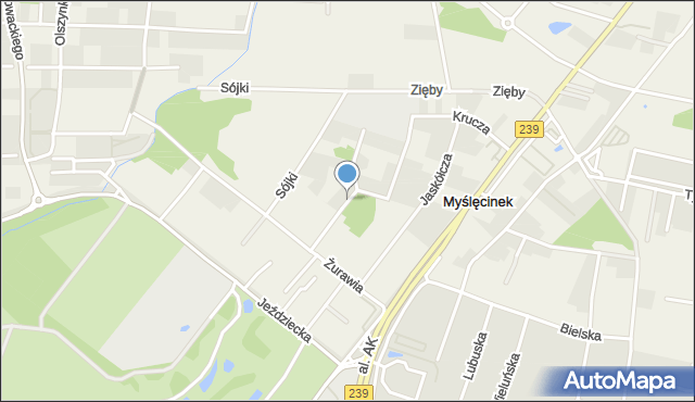 Myślęcinek, Przepiórcza, mapa Myślęcinek