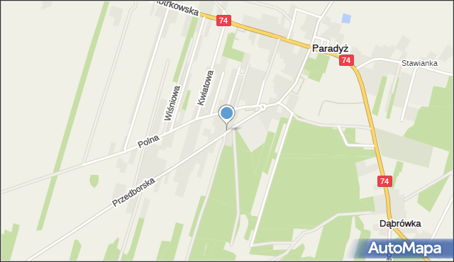 Paradyż powiat opoczyński, Przedborska, mapa Paradyż powiat opoczyński