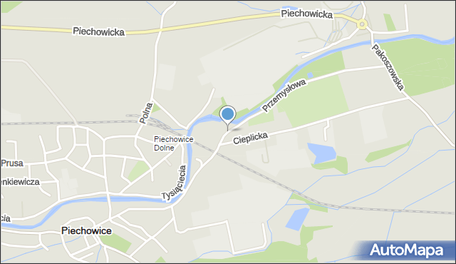 Piechowice powiat karkonoski, Przemysłowa, mapa Piechowice powiat karkonoski