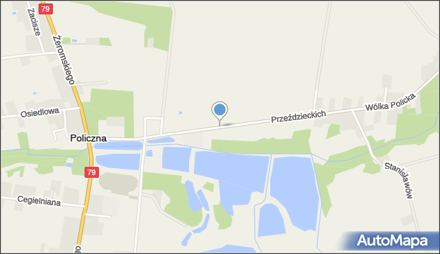 Policzna powiat zwoleński, Przeździeckich, mapa Policzna powiat zwoleński