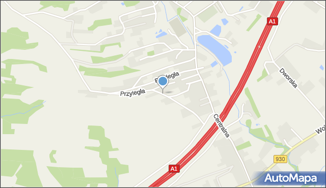 Połomia gmina Mszana, Przyległa, mapa Połomia gmina Mszana