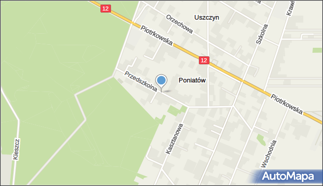 Poniatów gmina Sulejów, Przedszkolna, mapa Poniatów gmina Sulejów