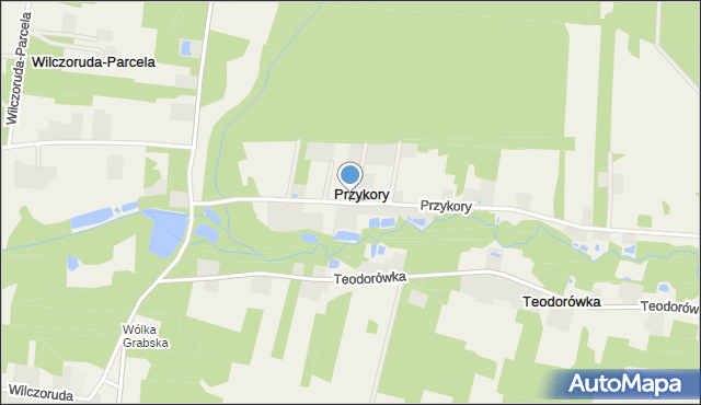 Przykory gmina Pniewy, Przykory, mapa Przykory gmina Pniewy