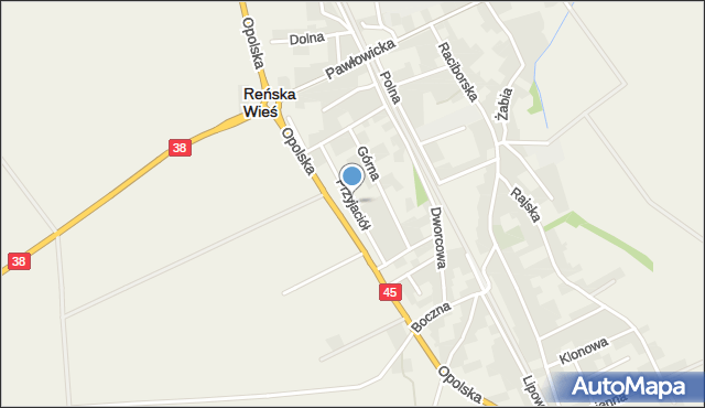 Reńska Wieś powiat kędzierzyńsko-kozielski, Przyjaciół, mapa Reńska Wieś powiat kędzierzyńsko-kozielski
