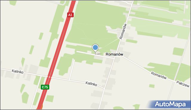 Romanów gmina Rzgów, Przyszkolna, mapa Romanów gmina Rzgów