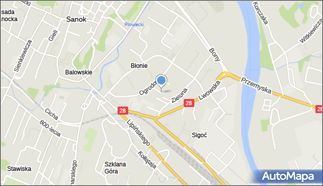 Sanok, Przelotowa, mapa Sanok