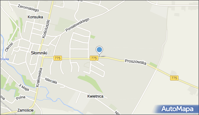 Słomniki, Proszowska, mapa Słomniki
