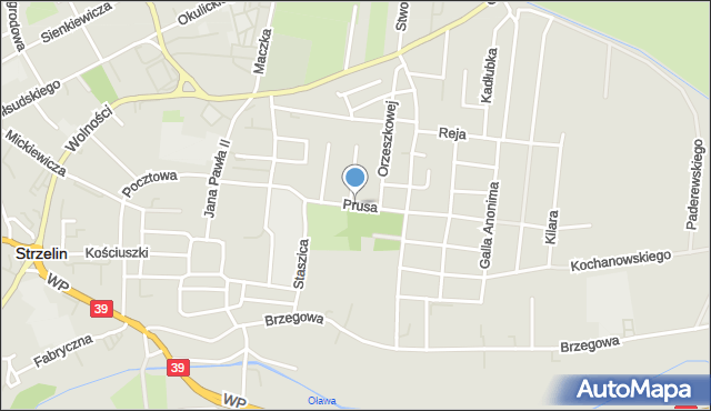 Strzelin, Prusa Bolesława, mapa Strzelin