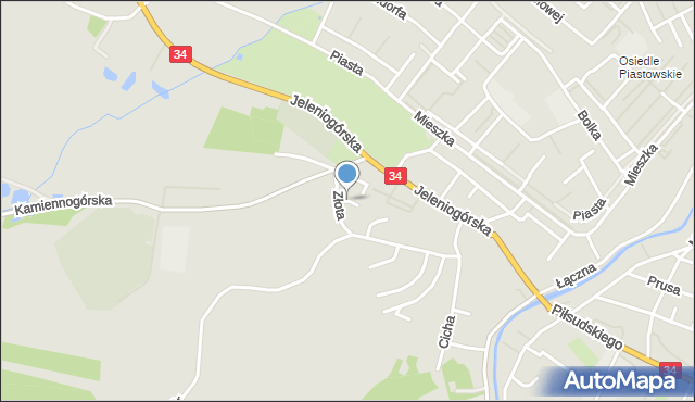 Świebodzice, Promienna, mapa Świebodzice