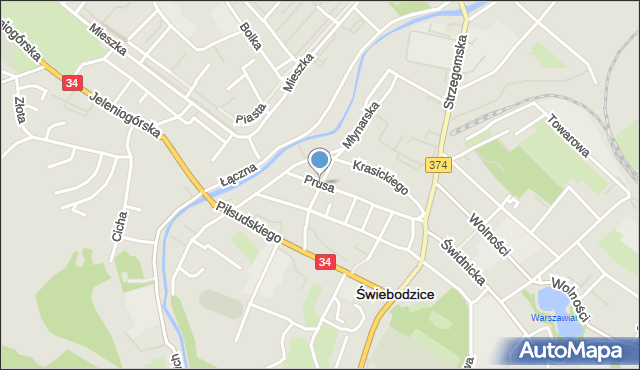 Świebodzice, Prusa Bolesława, mapa Świebodzice