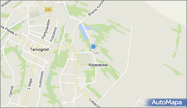 Tarnogród, Przedmieście Różanieckie, mapa Tarnogród