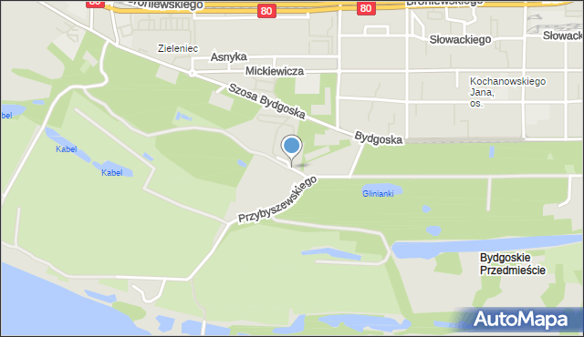 Toruń, Przy Cegielni, mapa Torunia