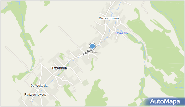 Trzebinia gmina Świnna, Promienista, mapa Trzebinia gmina Świnna