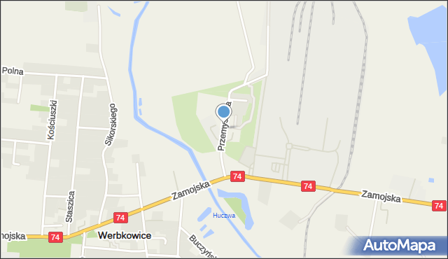 Werbkowice, Przemysłowa, mapa Werbkowice