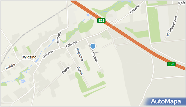 Widzino, Prosta, mapa Widzino