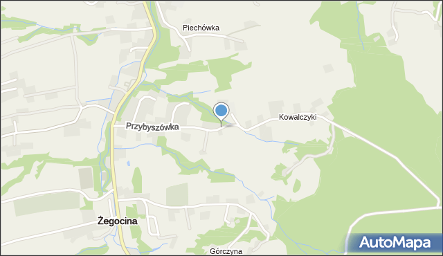 Żegocina, Przybyszówka, mapa Żegocina